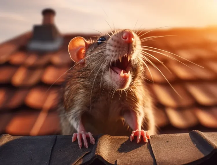 imagem de rato no telhado.